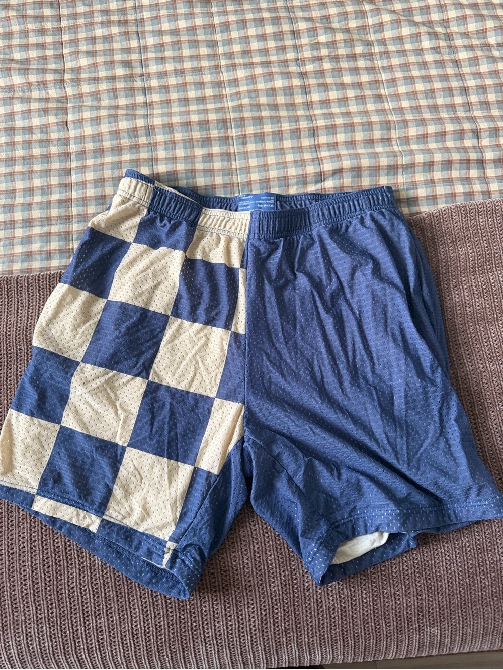 Nice Laundry Men's Blue Checkered Athletic Shorts